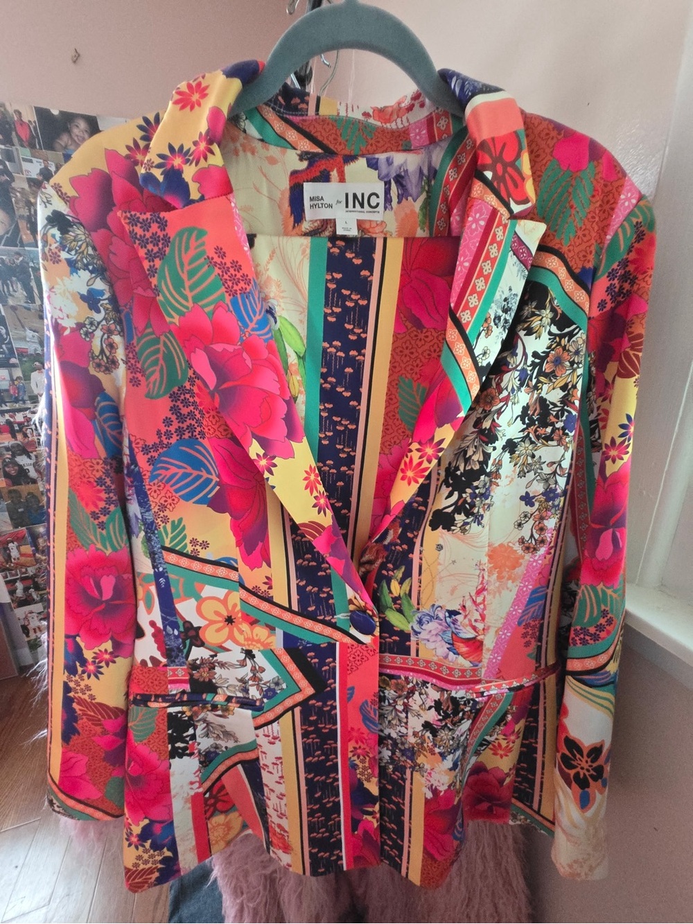 INC International Concepts Multicolor Floral Patchwork Jacket